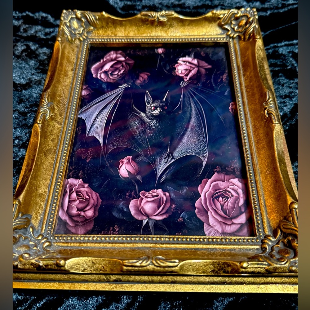 Bats Roses Goth Dark Pagan Art Mythology Magic